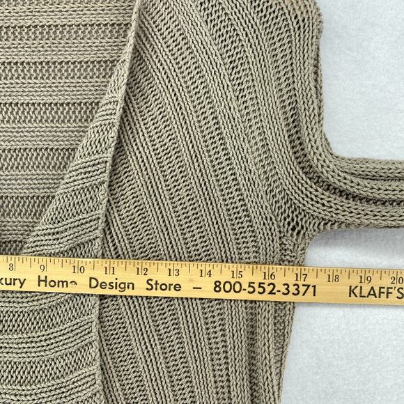 EILEEN FISHER Sweater S Cotton Ribbed Cardigan Draped Open Front Brown USA - Picture 9 of 11